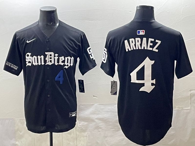 Men 2025 San Diego Padres #4 Arraez Black Five generations Joint Name Nike MLB Jersey style 6->san diego padres->MLB Jersey